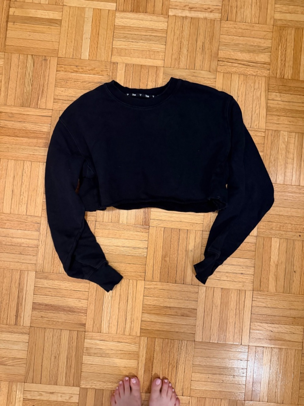 Aritzia Black Cropped Crewneck Sweatshirt